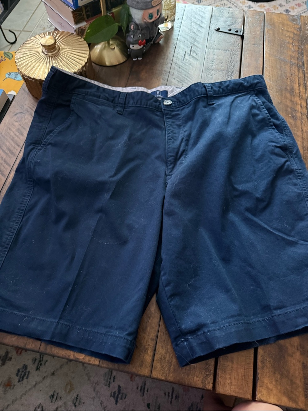 Sz 38 George Men's Classic Navy Blue Flat Front Shorts